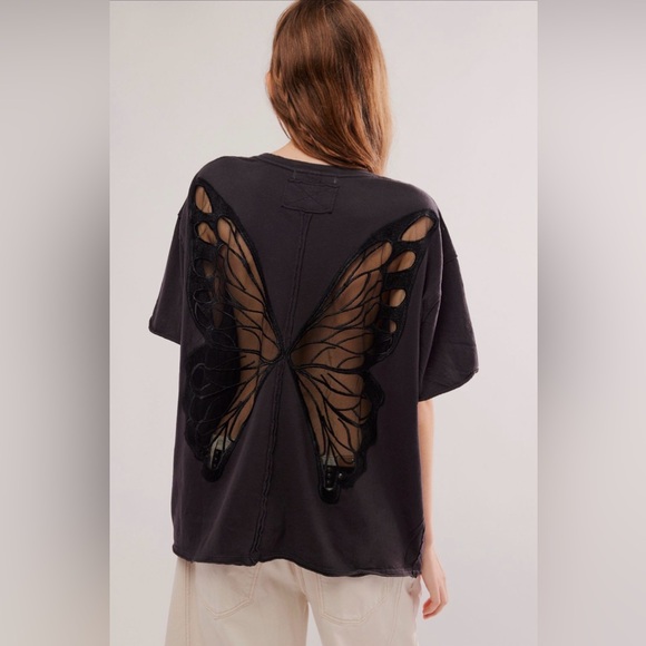 Tricia Fix Butterfly Back T-Shirt Tee in Black Large L - Picture 2 of 3